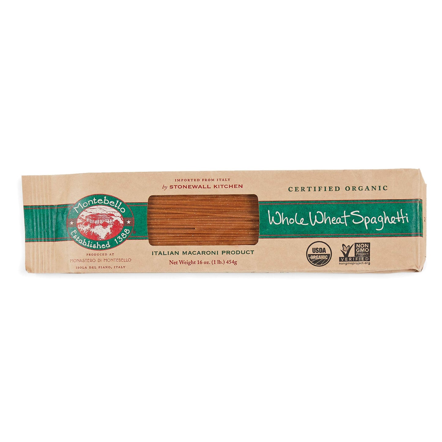 Montebello Organic Whole Wheat Spaghetti, 1 Lb
