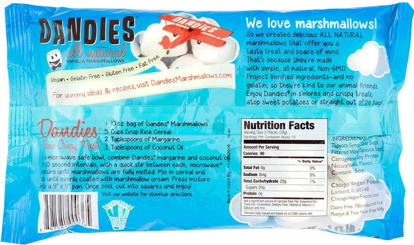 Dandies - Vegan Marshmallows, Vanilla, 10 Ounce (Pack Of 2)