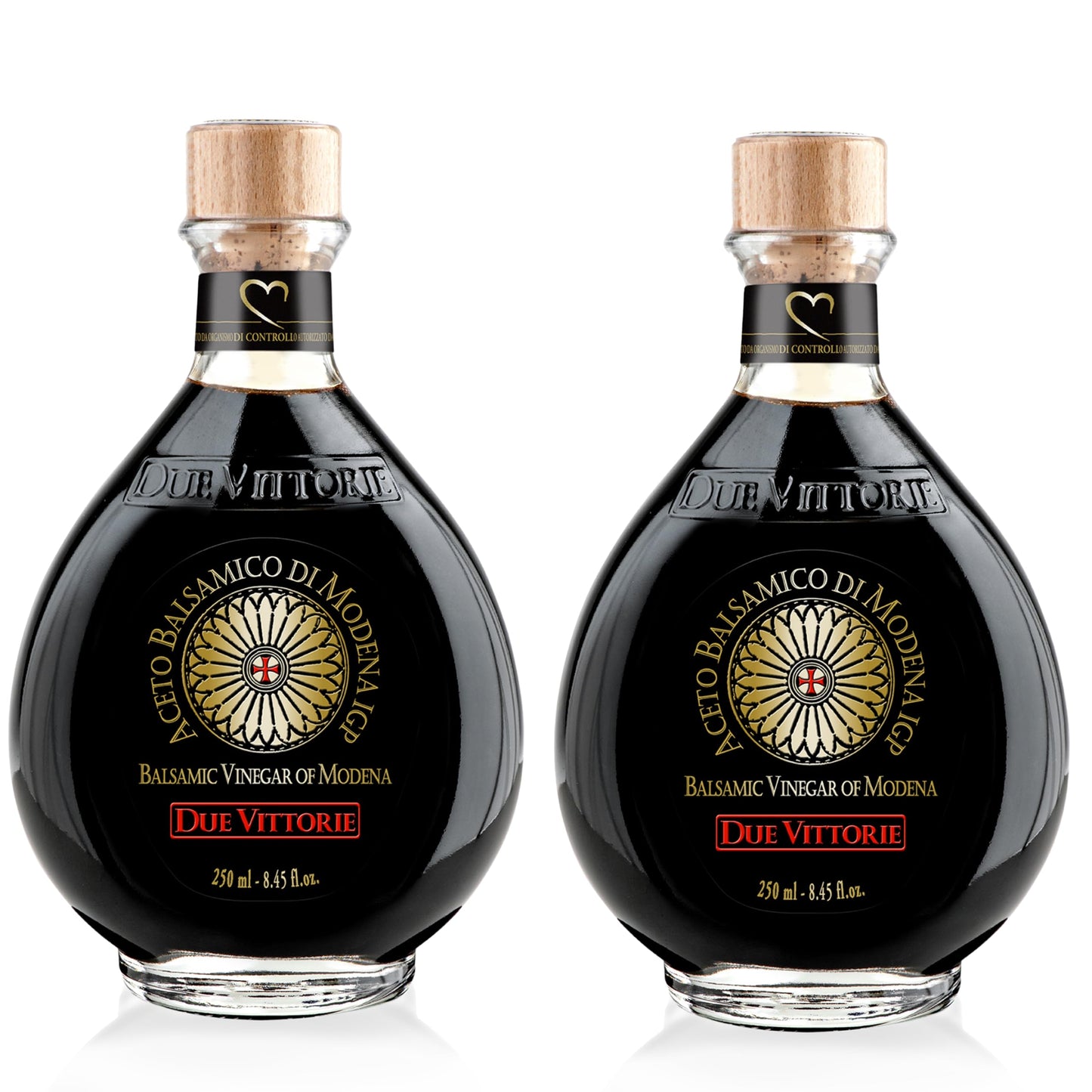 Due Vittorie Oro Gold Balsamic Vinegar, Barrel Aged, All-Natural, 8.45 fl oz (Pack of 2)