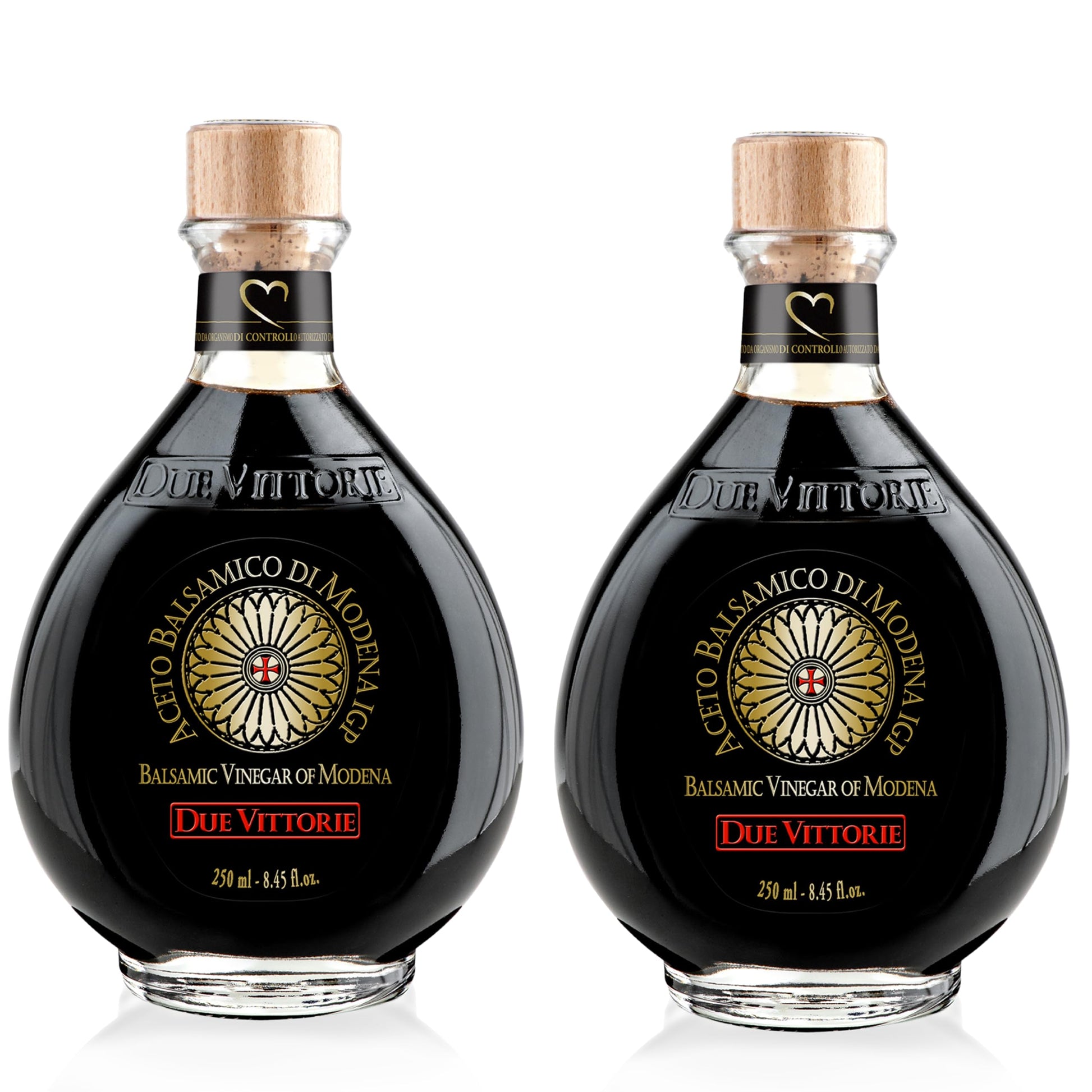 Due Vittorie Oro Gold Balsamic Vinegar, Barrel Aged, All-Natural, 8.45 fl oz (Pack of 2)