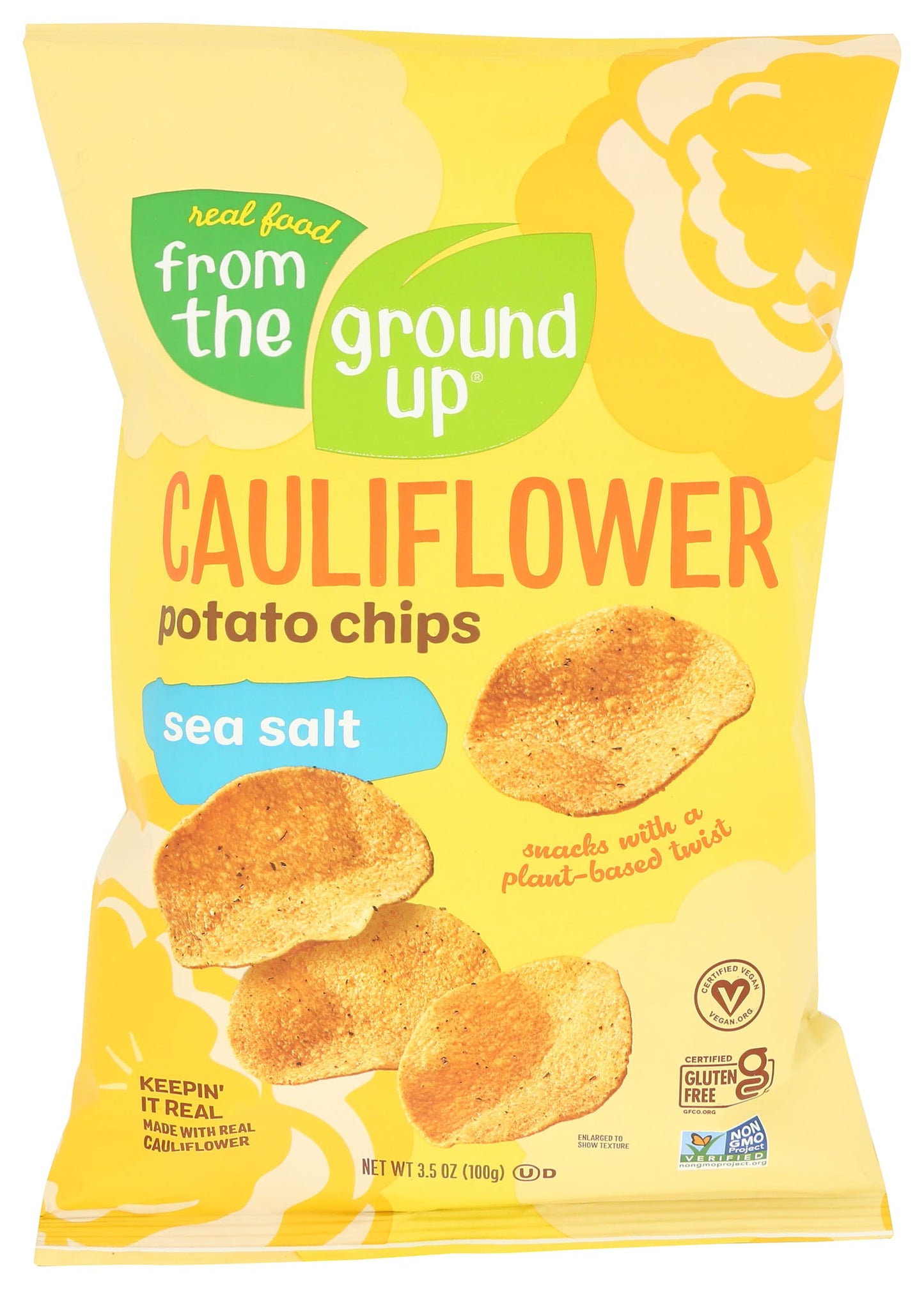 REAL FOOD FROM THE GROUND UP Sea Salt Cauliflower Chips, 3.5 OZ, Pack of 1