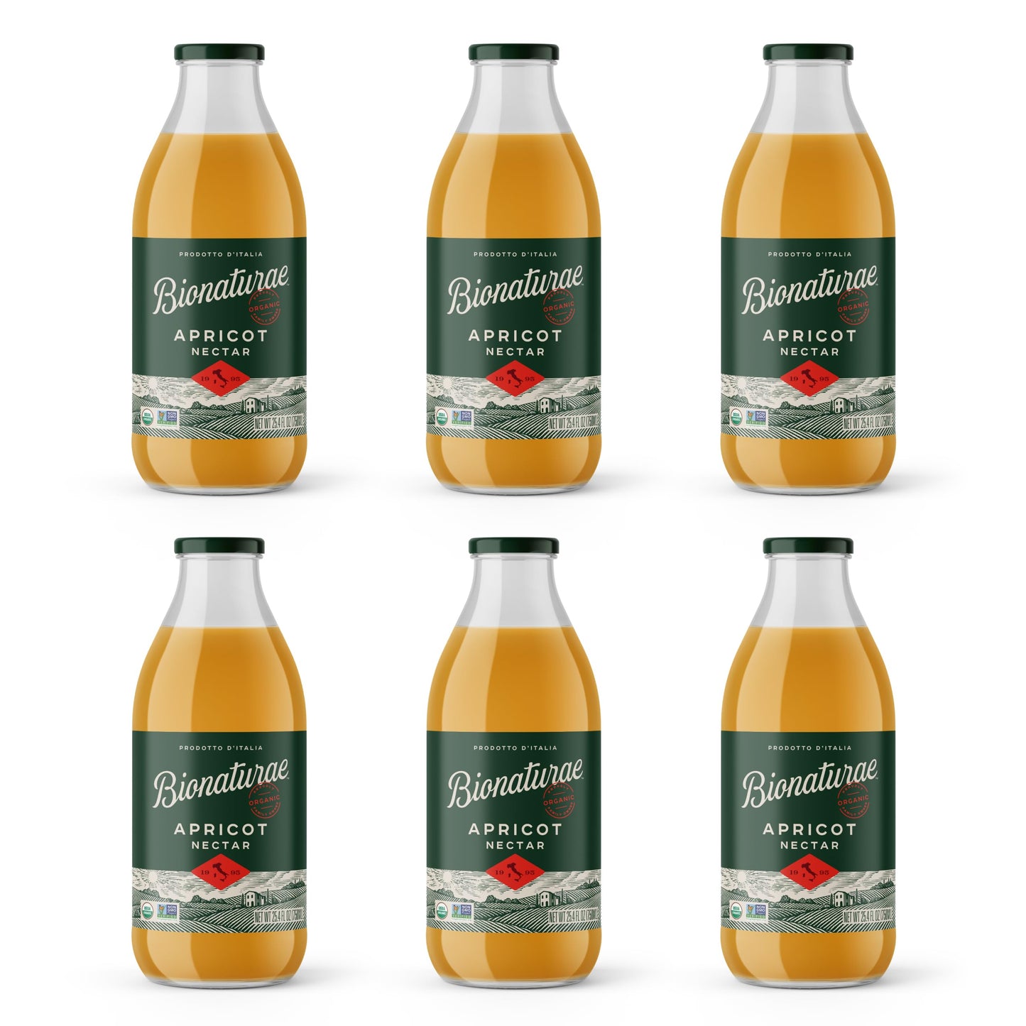 Bionaturae Organic Apricot Nectar - Apricot Juice, Apricot Nectar Juice, Non-GMO, USDA Certified, No Sugar Added, No Preservativ