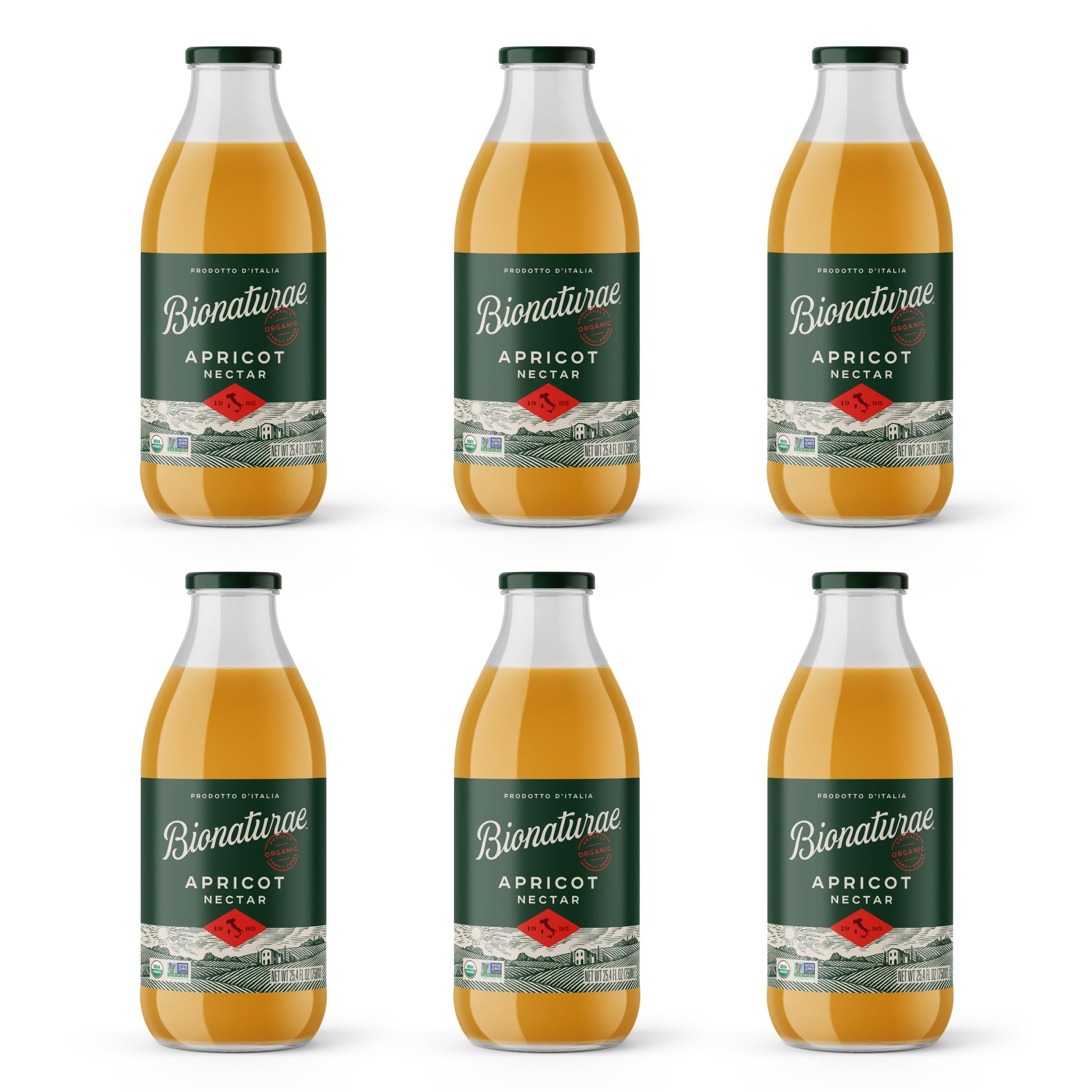 Bionaturae Organic Apricot Nectar - Apricot Juice, Apricot Nectar Juice, Non-GMO, USDA Certified, No Sugar Added, No Preservativ