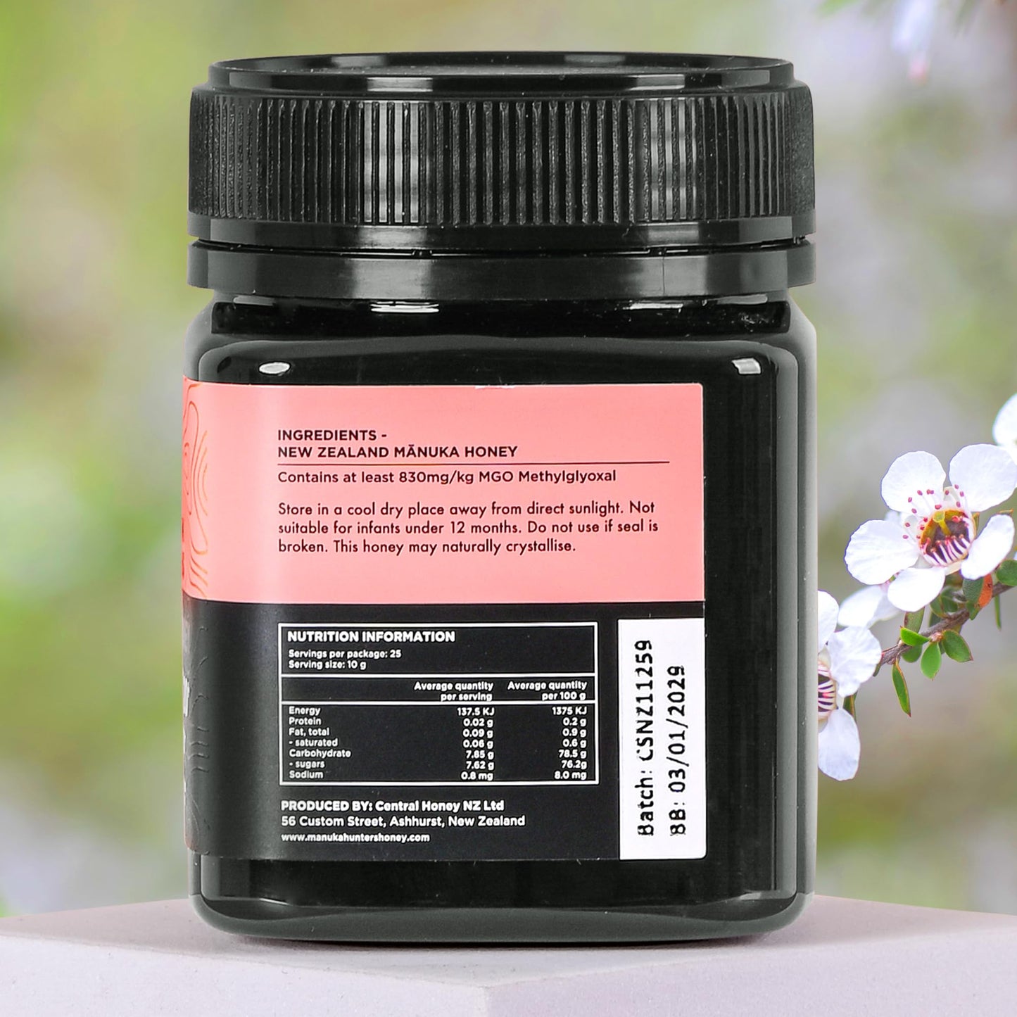 Manuka Hunters Manuka Honey UMF 20+/MGO 830+ 100% Pure Natural Sweetener 8.8oz/250g Jar