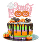 Gyufise 1Pc Little Boo Halloween Cake Topper Pink Glitter Pumpkin Ghost Halloween Baby Shower Cake Decorations For Halloween The