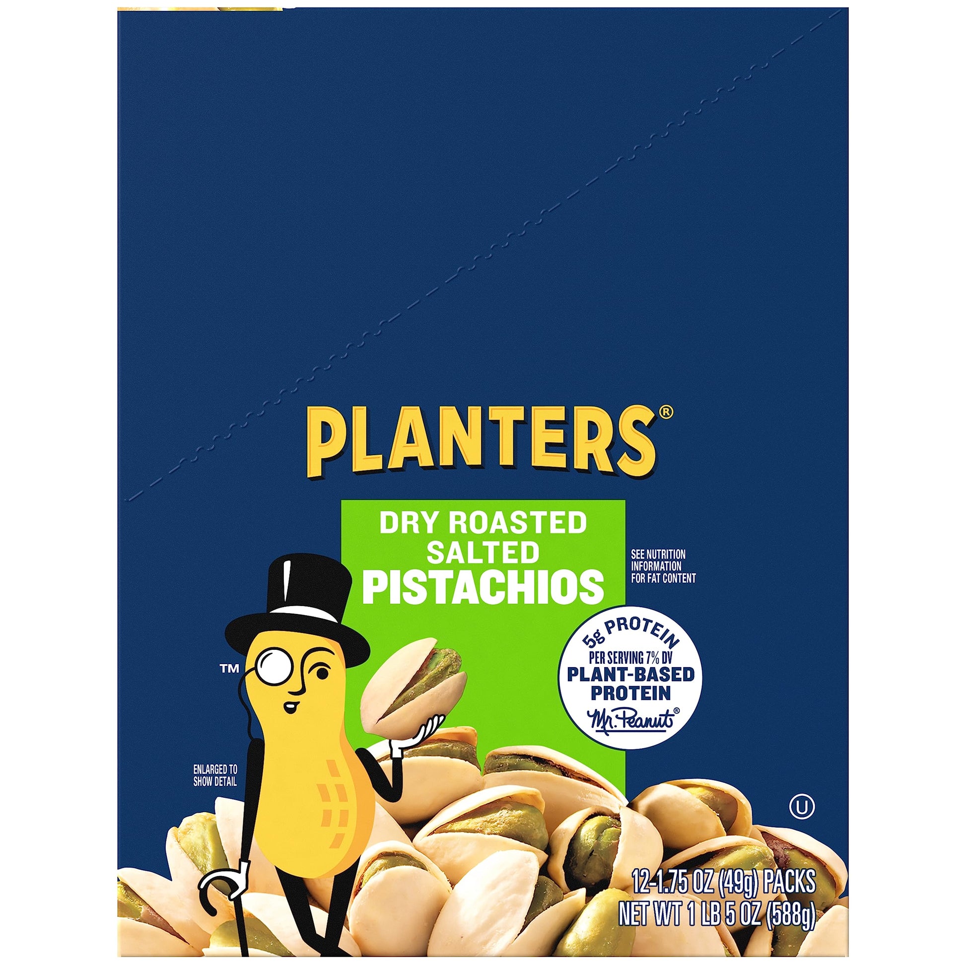 PLANTERS PISTACHIOS Dry Roasted Nuts, 1.75 oz Packets, Pack of 12, Model 00029000012752