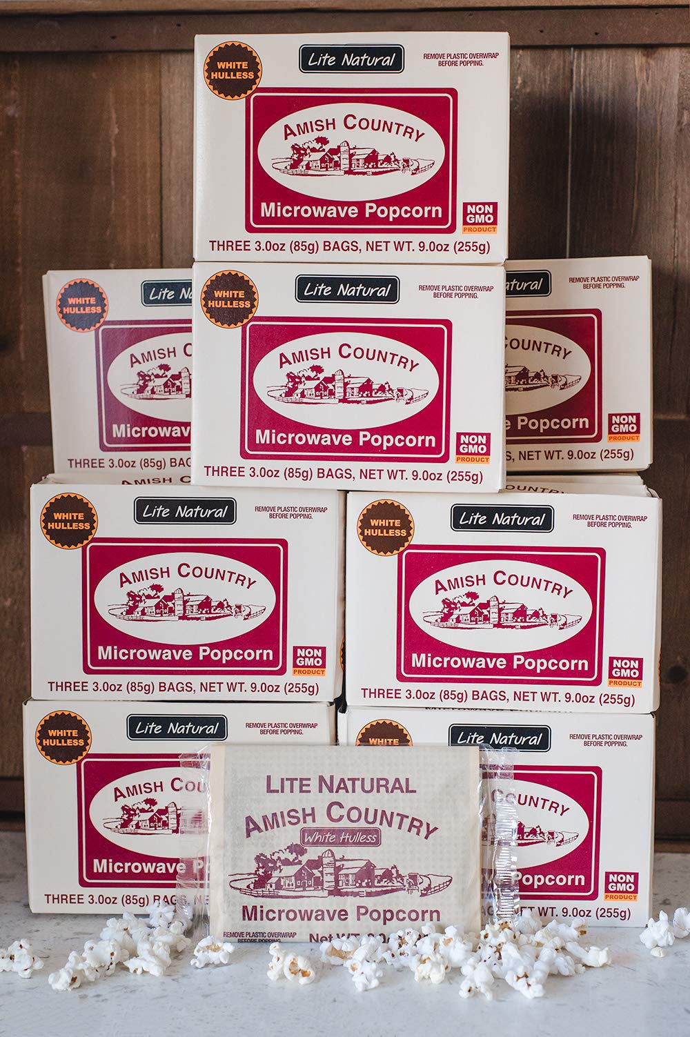 Amish Country Popcorn | Old Fashioned Microwave Popcorn | Non-Gmo, Gluten Free, Microwaveable And Kosher (Lite Natural White Hul