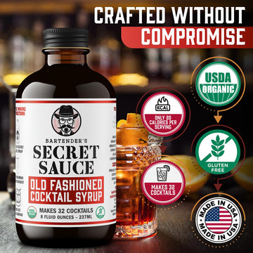Bartenders Secret Sauce Old Fashioned Mix Bundle - 8oz Syrup, 10.5oz Cherries, Ice Mold - Makes 32 Cocktails