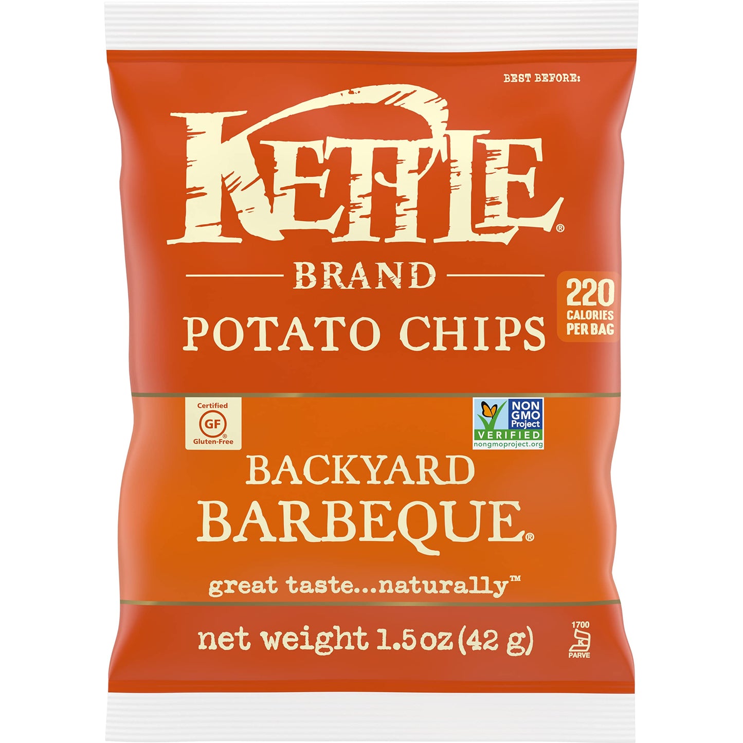 Kettle Brand Potato Chips, Backyard Barbeque Kettle Chips, Snack Bag, 1.5 Oz