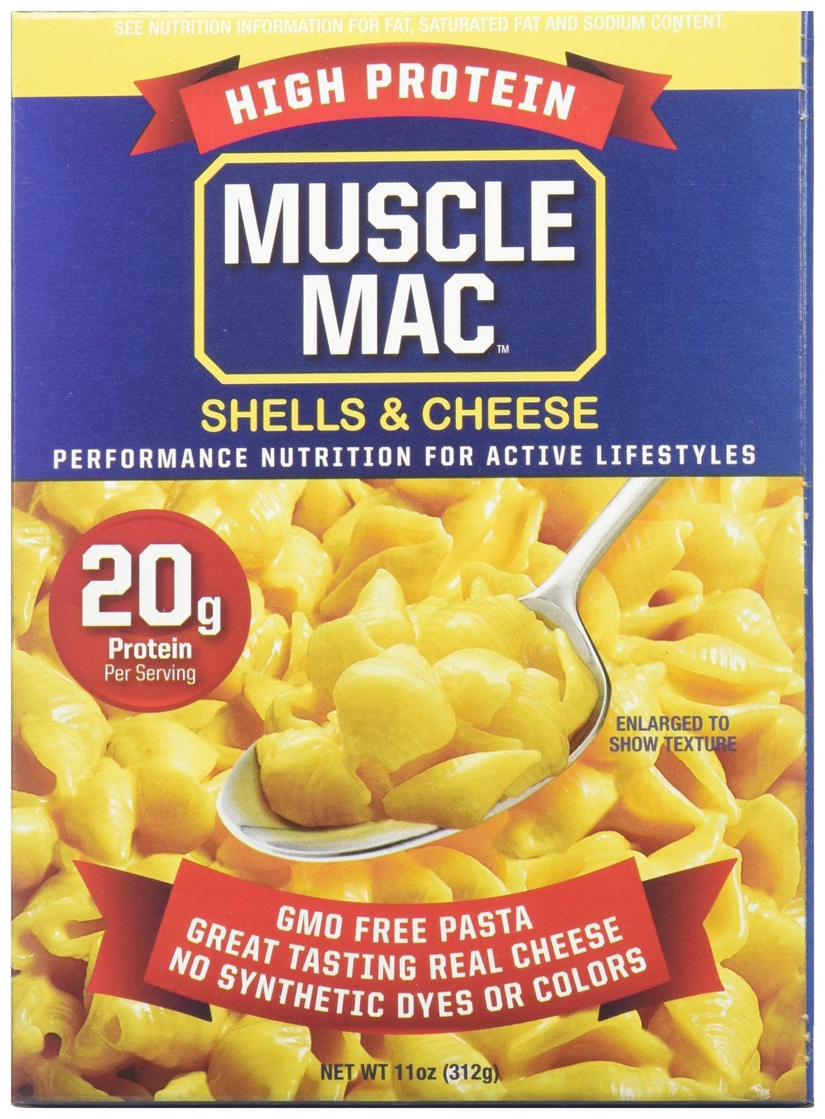 Muscle Mac Deluxe Shells & Cheese  Cheddar  11 Ounce (Pack Of 12) Yellow Qp002