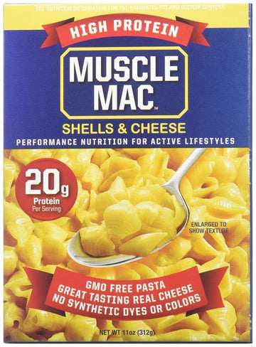 Muscle Mac Deluxe Shells & Cheese  Cheddar  11 Ounce (Pack Of 12) Yellow Qp002