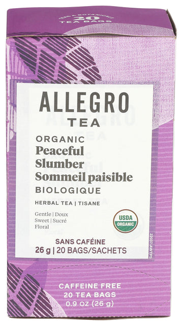 Allegro Tea, Organic Peaceful Slumber Tea Bags, 20 Ct