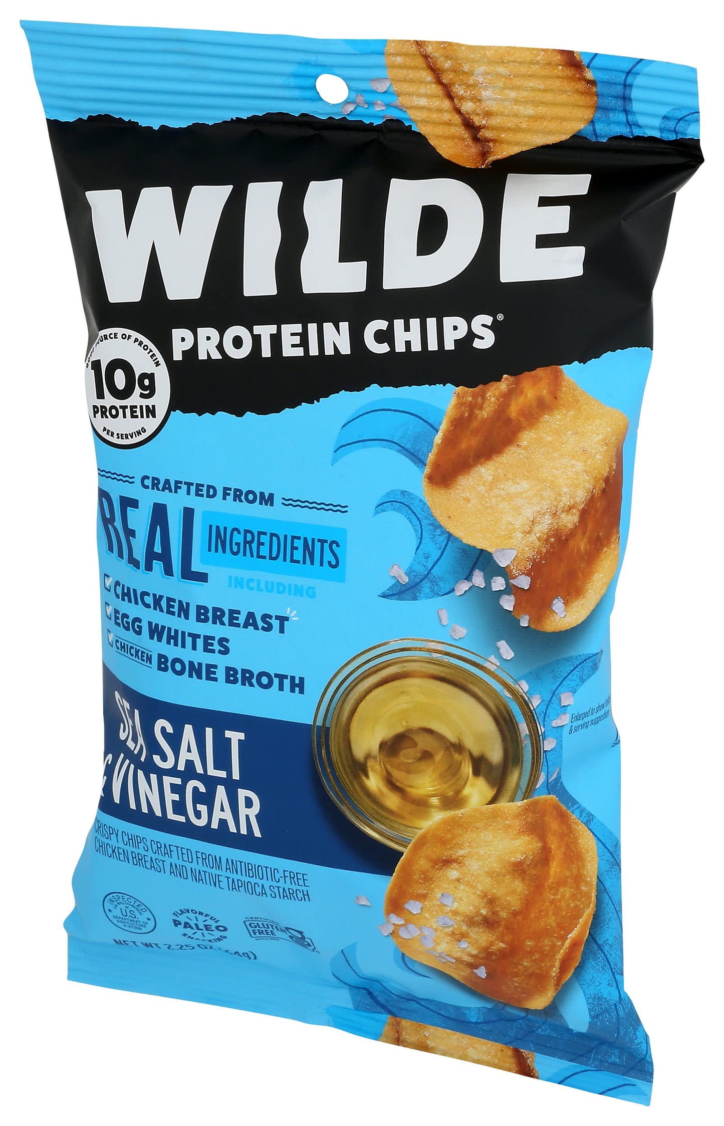 Wilde Brands Sea Salt Vinegar Chicken Chips, 2.25 Oz (Pack of 2)