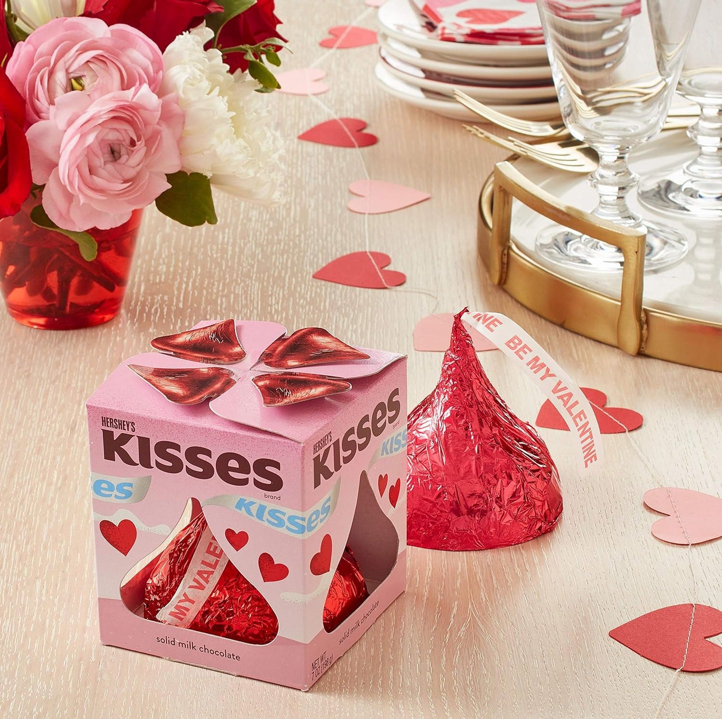 Hershey Giant Red Kisses Milk Chocolate Valentine'S Gift Box - 2 Pack Extra Large Solid Chocolate Candy Treat For Parites, Valen