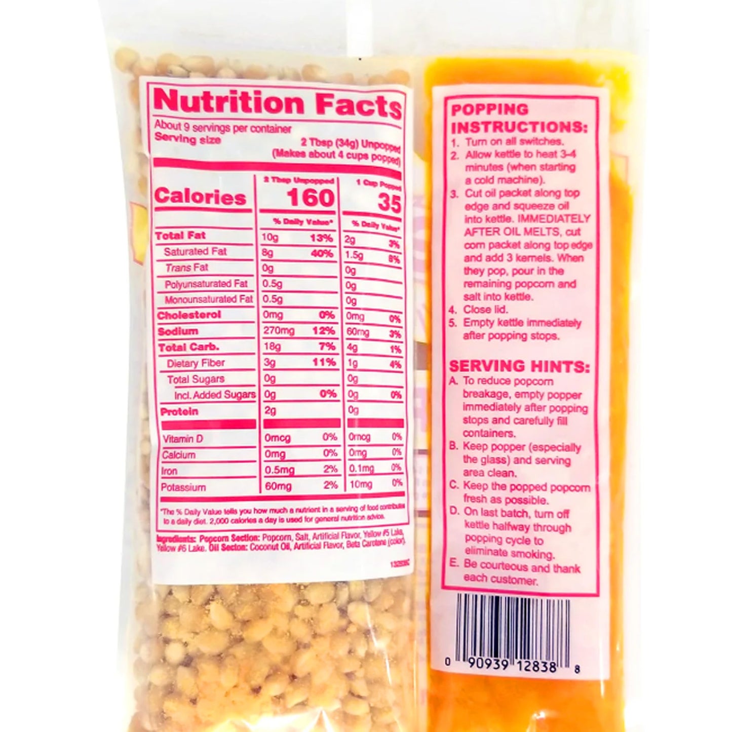 Generic Mega-pop Popcorn Oil and Salt Kit - 10 Count - 10.5 Oz - Flavored Popcorn - Butter Corn/Oil/Salt