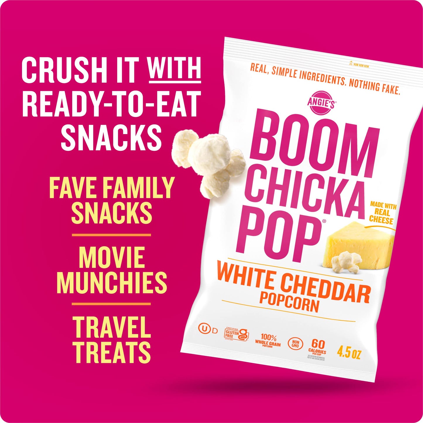 Angie'S Boomchickapop White Cheddar Popcorn, 4.5 Oz.