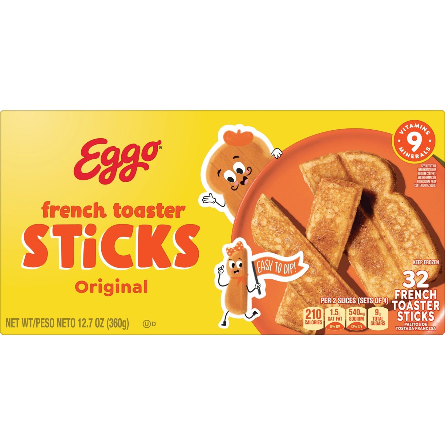 Eggo Frozen French Toaster Sticks, Frozen Breakfast, Breakfast Food, Original, 12.7oz Box (32 Sticks)