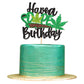 Ercadio Birthday Cake Topper Green Glitter Pot Leaf Happy Birthday Party Supplies