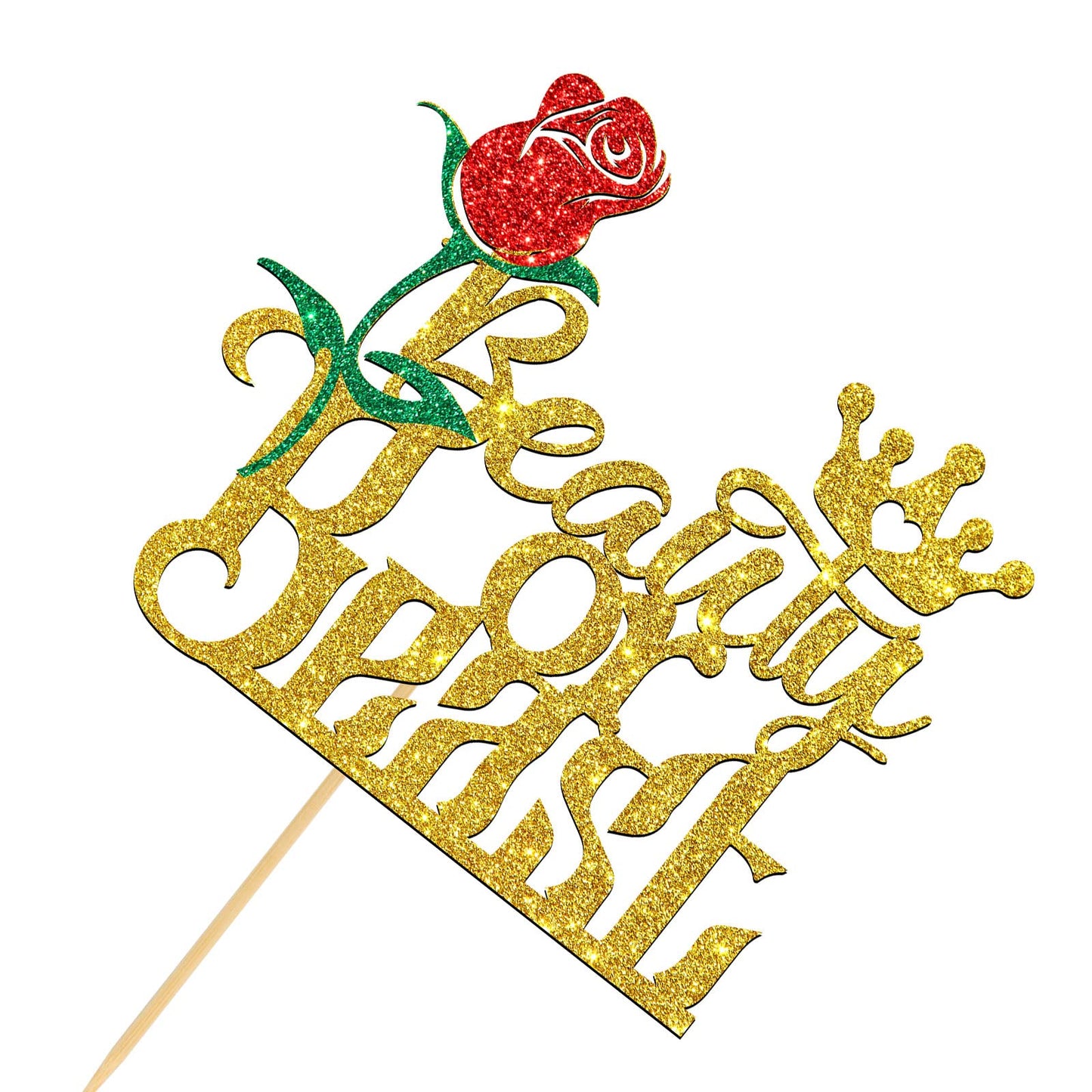 Helewilk Beauty Or Beast Cake Topper, He Or She, Glittery Boy Or Girl Baby Shower, Gender Reveal Party Decorations Supplies