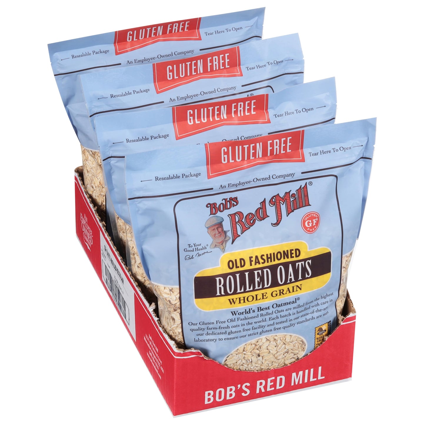 Bob s Red Mill Gluten Free Old Fashioned Rolled Oats, 32oz (Pack of 4) - Non GMO, Whole Grain, Vegan, Kosher