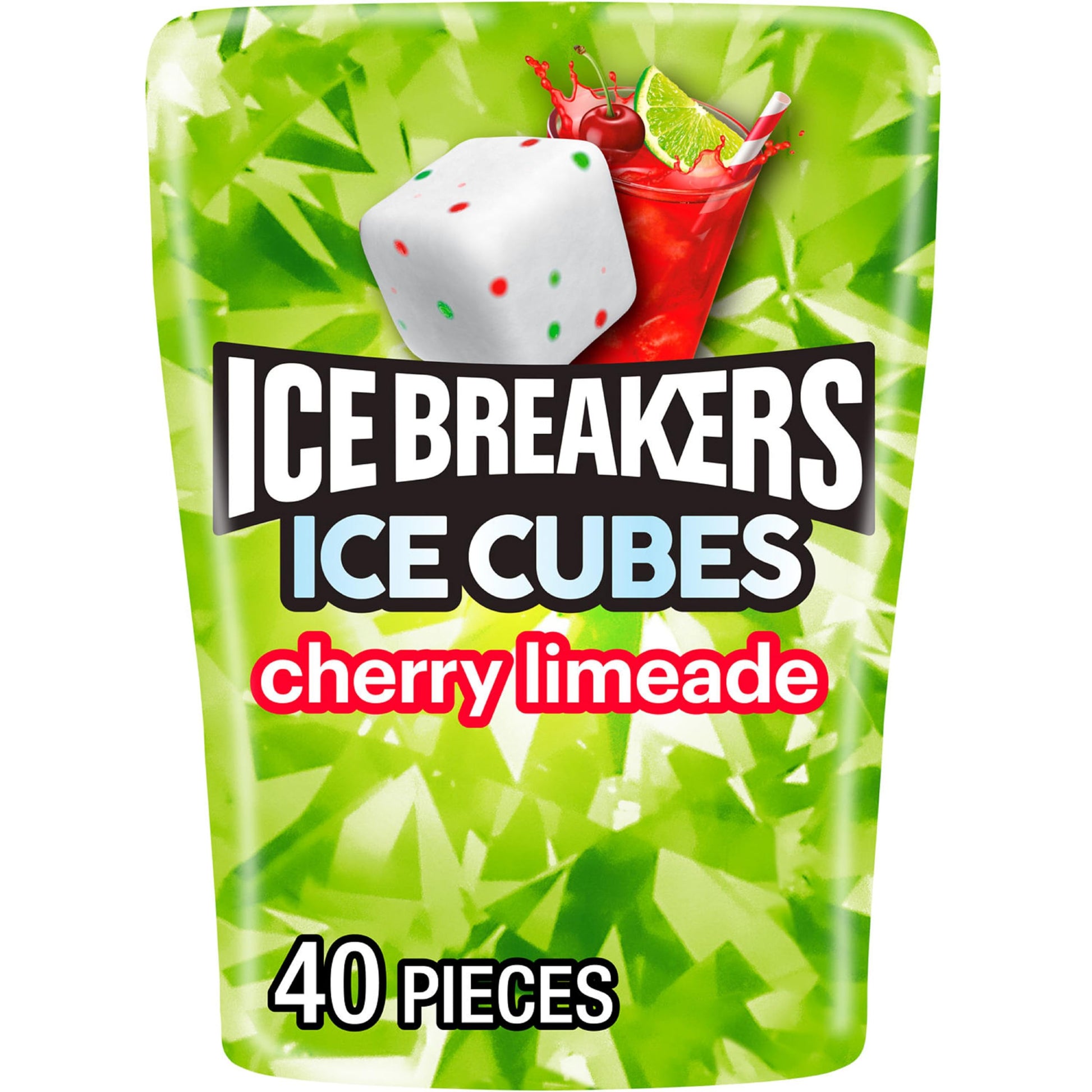 ICE BREAKERS Ice Cubes Cherry Limeade Sugar Free Chewing Gum Bottle, 3.24 oz (40 Pieces)