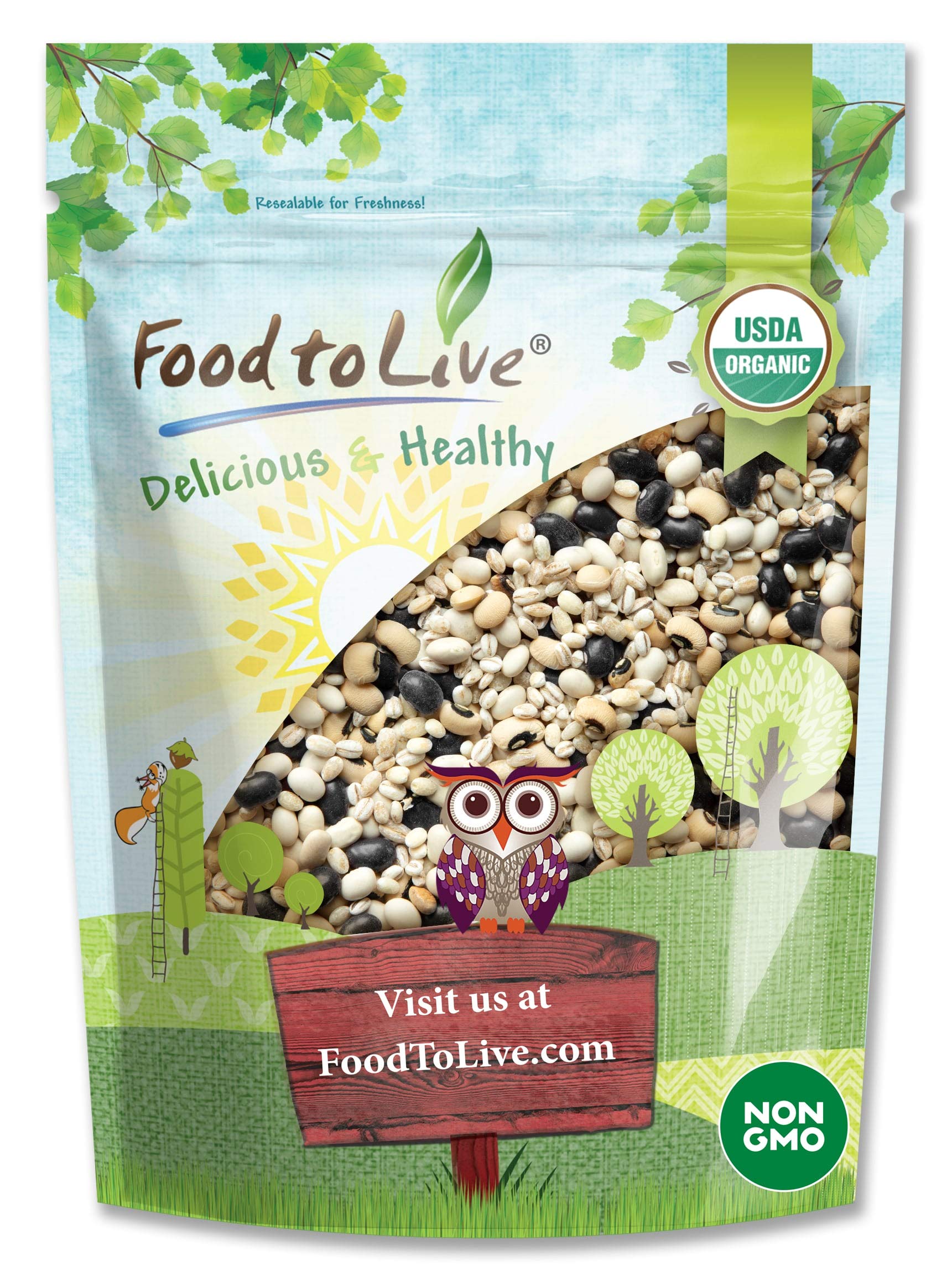 Food to Live Organic Black Bean Soup Mix, 7 Pounds - Contains Non-GMO Black Beans, Black-eyed Peas, Pearled Barley, and Navy Bea