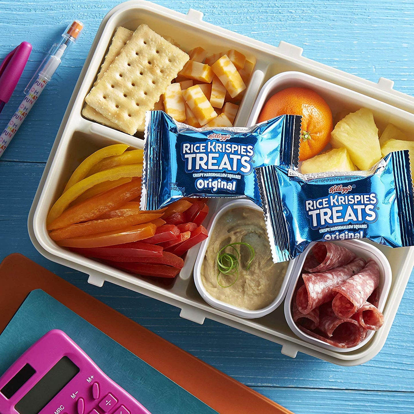 Kelloggs, Rice Krispies Treats Crispy Marshmallow Mini-Squares, Original, Single Serve, Display Box Caddy, 0.39 oz Bars (50 Cou