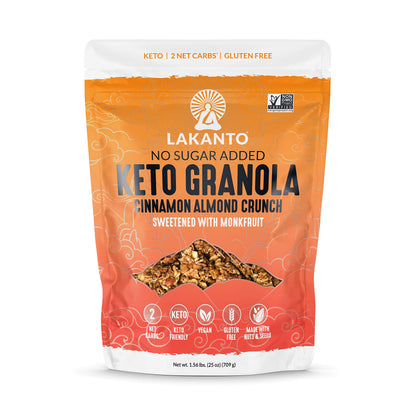 Lakanto Cinnamon Almond Crunch Granola - Monk Fruit Sweetener, Delicious Snack, Quick Breakfast Cereal, Keto Friendly, No Sugar 