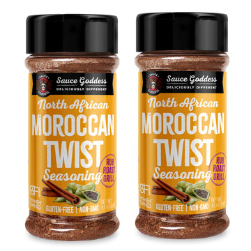 Sauce Goddess Moroccan Twist Spice Shaker - Exotic Blend with Cardamom & Cinnamon - 4.5oz (2 Pack) - Gluten-Free, Vegan, Low Sodium