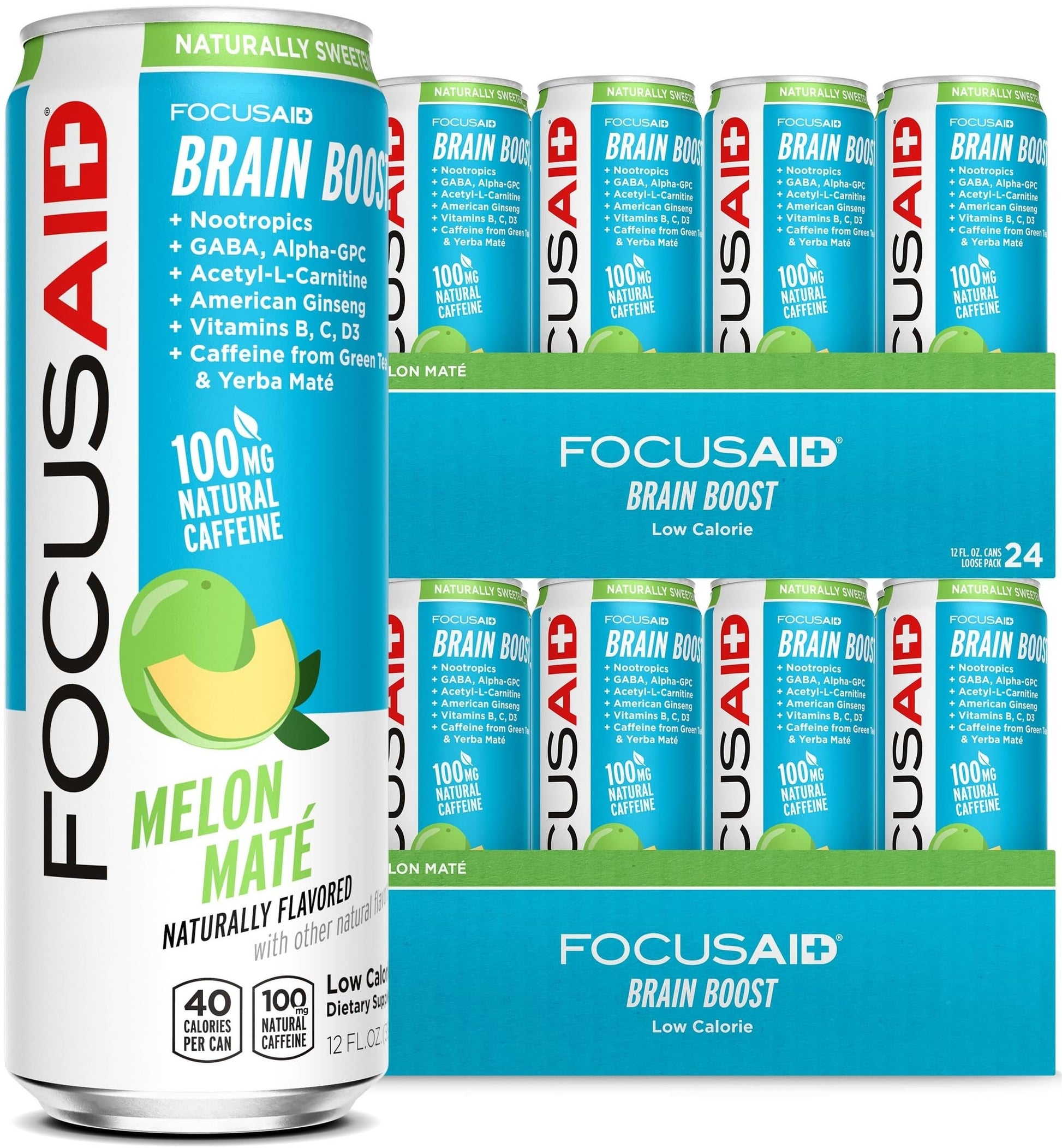 LIFEAID FOCUSAID Energy Blend Drink, Nootropics, 100mg Caffeine, 12 Fl Oz, Pack of 24, Focusaid