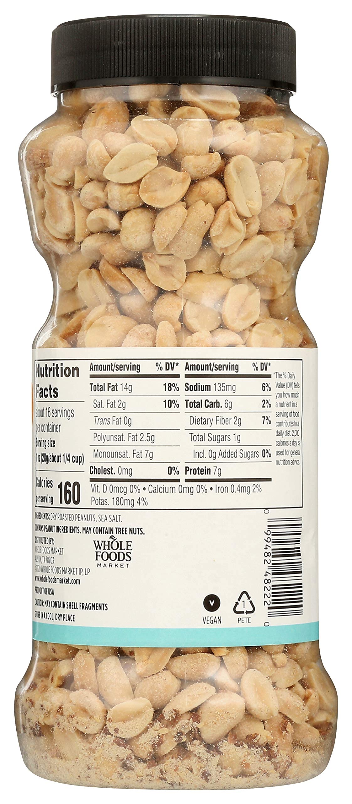 365 by Whole Foods Market, Dry Roasted and Salted Peanuts, 16 Ounce