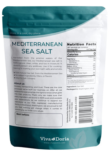Viva Doria Mediterranean Sea Salt, Coarse Grain, 5 lb