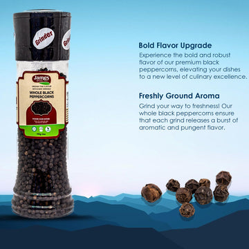 James Spices Inc. Black Pepper (Black Peppercorn With Grinder)