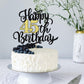 Leetaivie Happy 45Th Birthday Cake Topper, Black Gold Glitter Birthday Cake Topper, 45Th Anniversary/ 45Th Birthday Party Decora