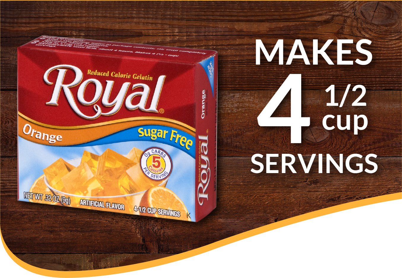 Royal Orange Gelatin Dessert Mix, Sugar Free And Carb Free .32Oz Boxes (Pack Of 12)