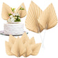 Gyufise Paper Palm Fan Cake Toppers, 6 Pcs, 4.7 x 5.1 inches, Beige, Model ZN0680-4, Wedding and Party Supplies