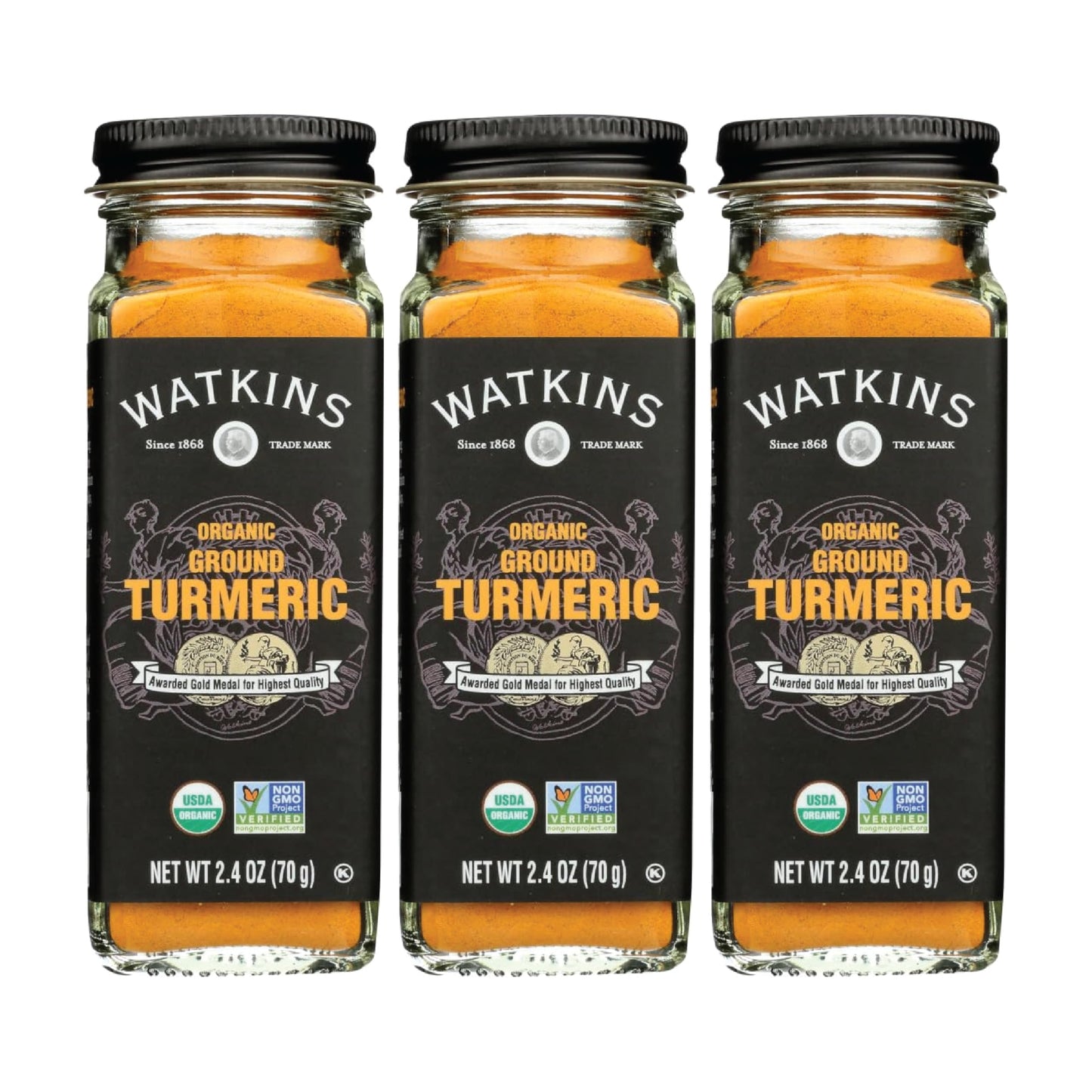 Watkins Organic Turmeric, 2.4 Ounce Jar, 3-Pack