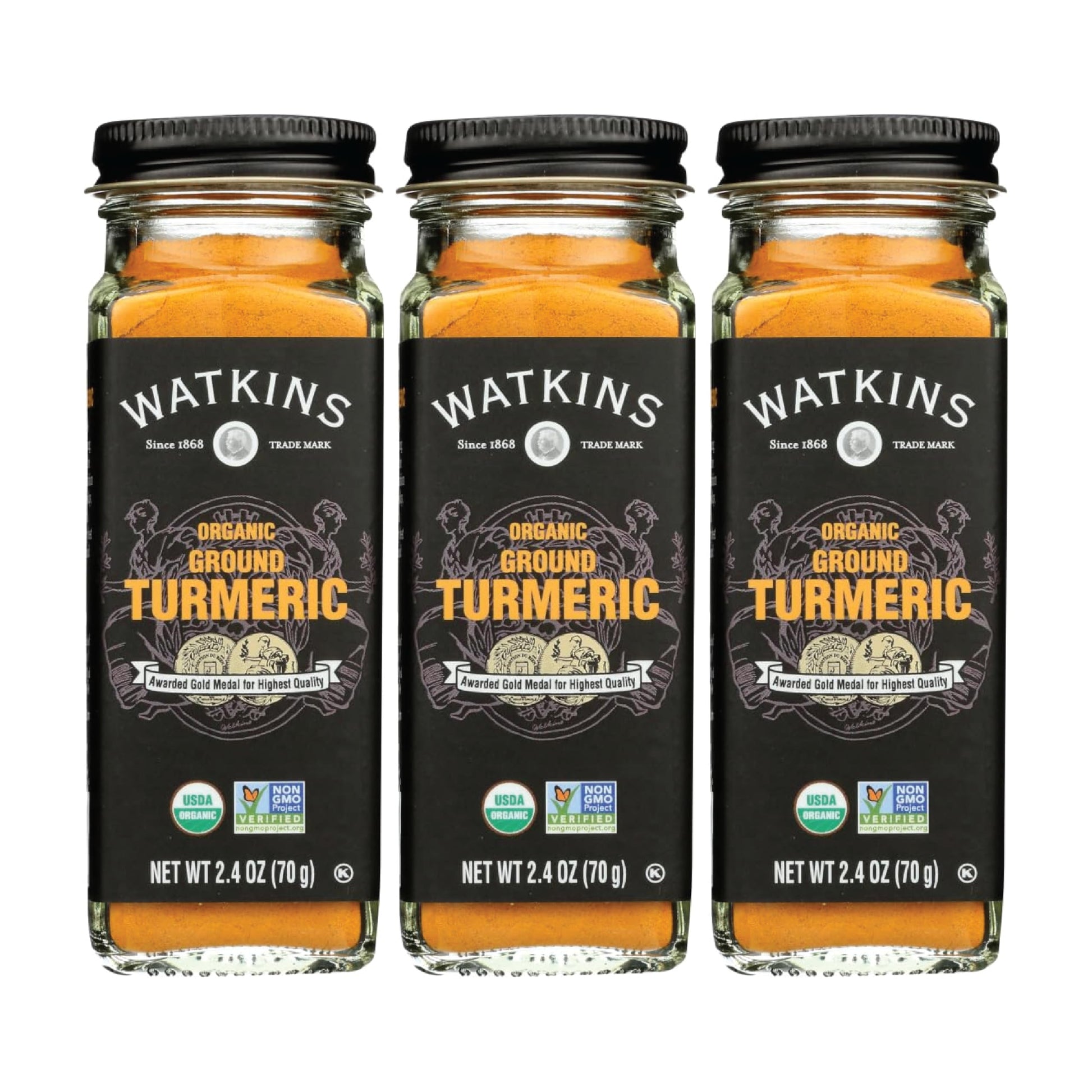 Watkins Organic Turmeric, 2.4 Ounce Jar, 3-Pack