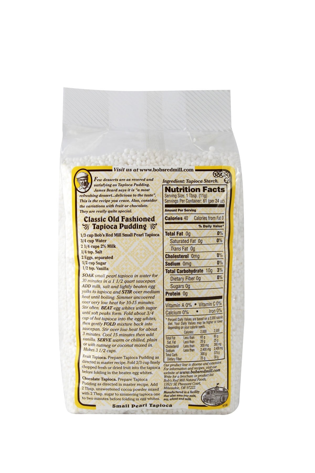 Bobs Red Mill Tapioca, Small Pearl, 96 Ounce Pack of 4, Red, Model 1530C244