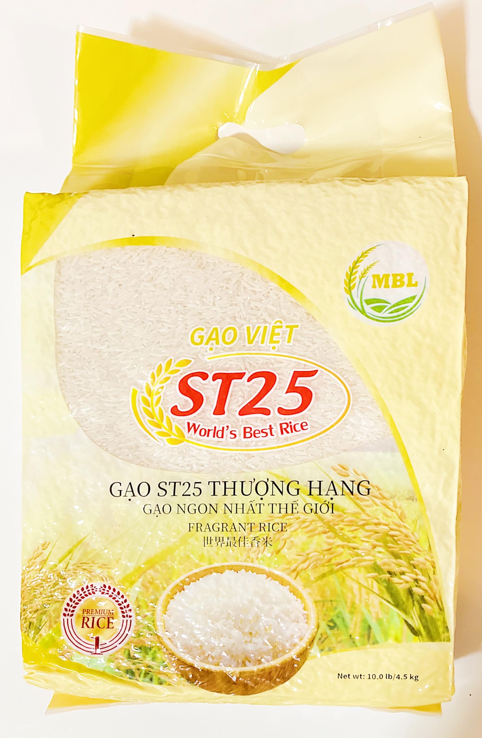Vietnamese Top-Grade Rice Gao Viet St25 Top-Grade Fragrant Rice  10 Lb (4.5 Kg)
