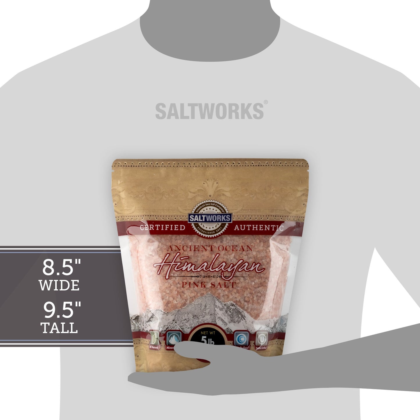 SaltWorks Ancient Ocean Himalayan Pink Salt, Medium Grain, 5 Pound Bag