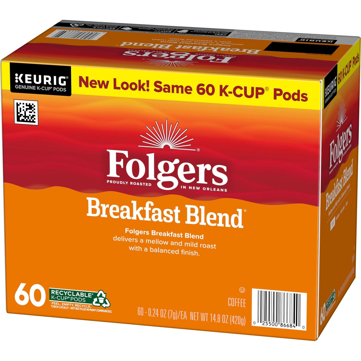 Folgers Breakfast Blend Coffee  Mild Roast  Keurig K-Cup Pods  10 Count (Pack of 6)