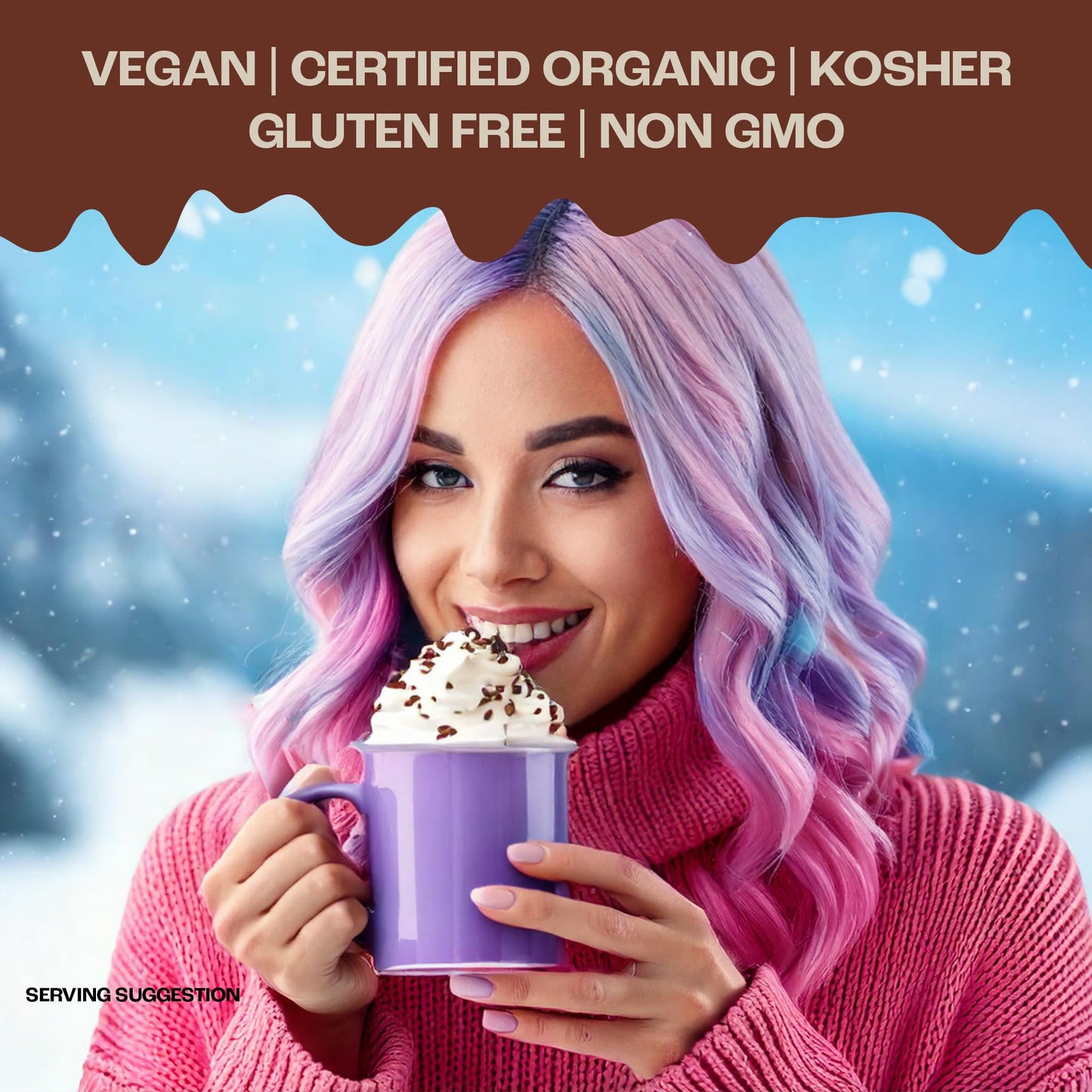 Crazy Cups Ultra Premium Hot Chocolate Mix, Dairy Free, Organic Vegan Hot Chocolate Packets, Non Gmo Rich Hot Cocoa Mix 32 Packe
