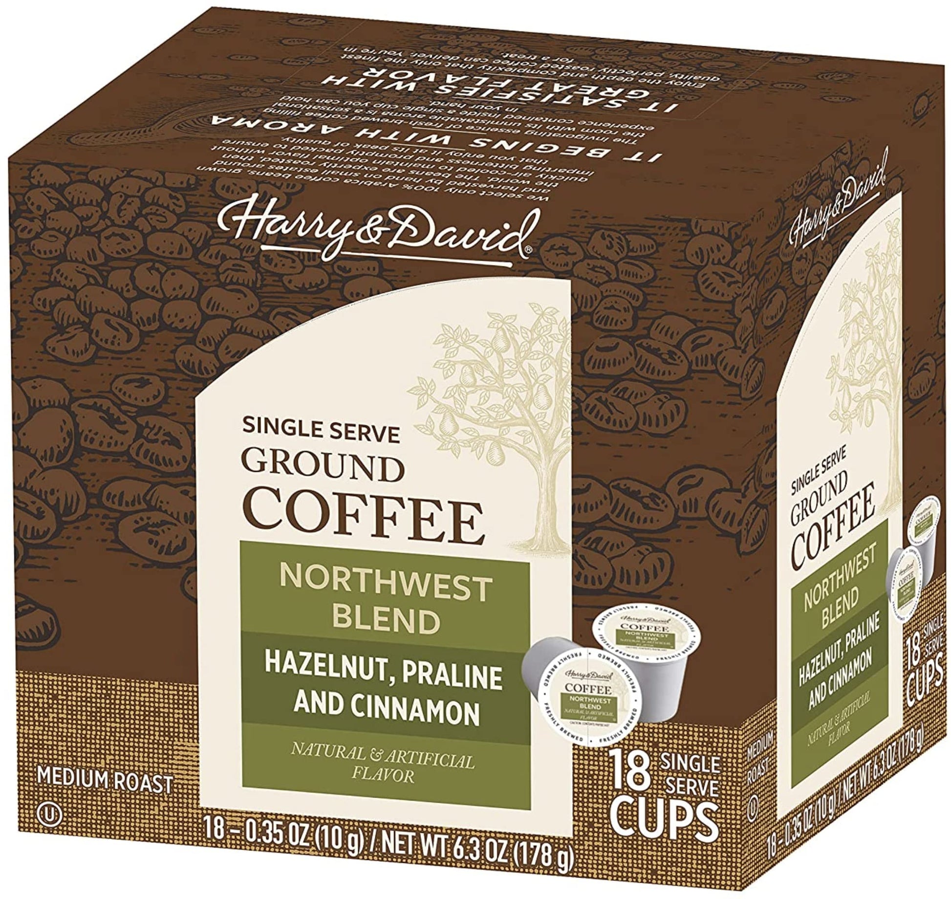 Harry & David Single Serve Coffee Cups for Keurig K-Cup Brewers, Northwest Blend, 18 Count, 6.3 Ounce