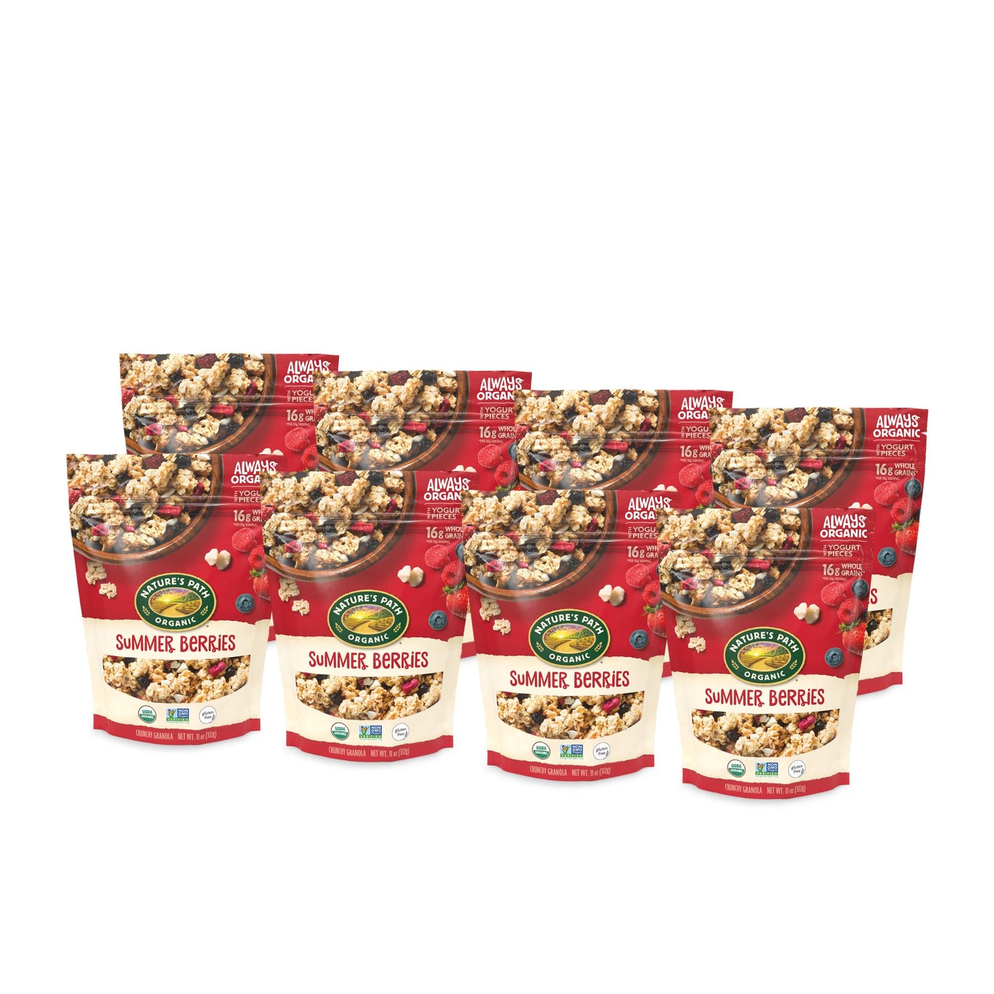 Nature'S Path Organic Gluten Free Summer Berries Granola, Non-Gmo, Antioxidants, 5G Plant Based Protein, 11 Ounce (Pack Of 8)