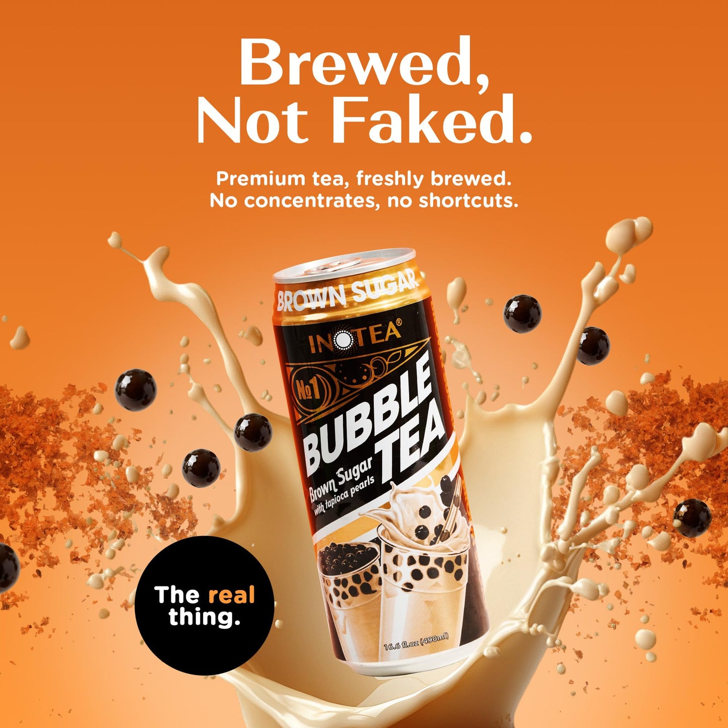 Inotea Bubble Tea with Tapioca Pearls - Delicious, Instant Boba Tea - Ready-to-Drink Black Milk Tea - Comes in Large 16.6 oz Can
