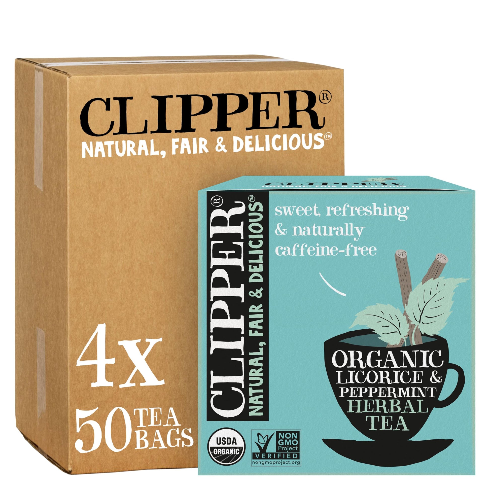 Clipper Tea Peppermint & Licorice Teabags - Caffeine Free, USDA Organic, 200 Count, Great Hot or Iced