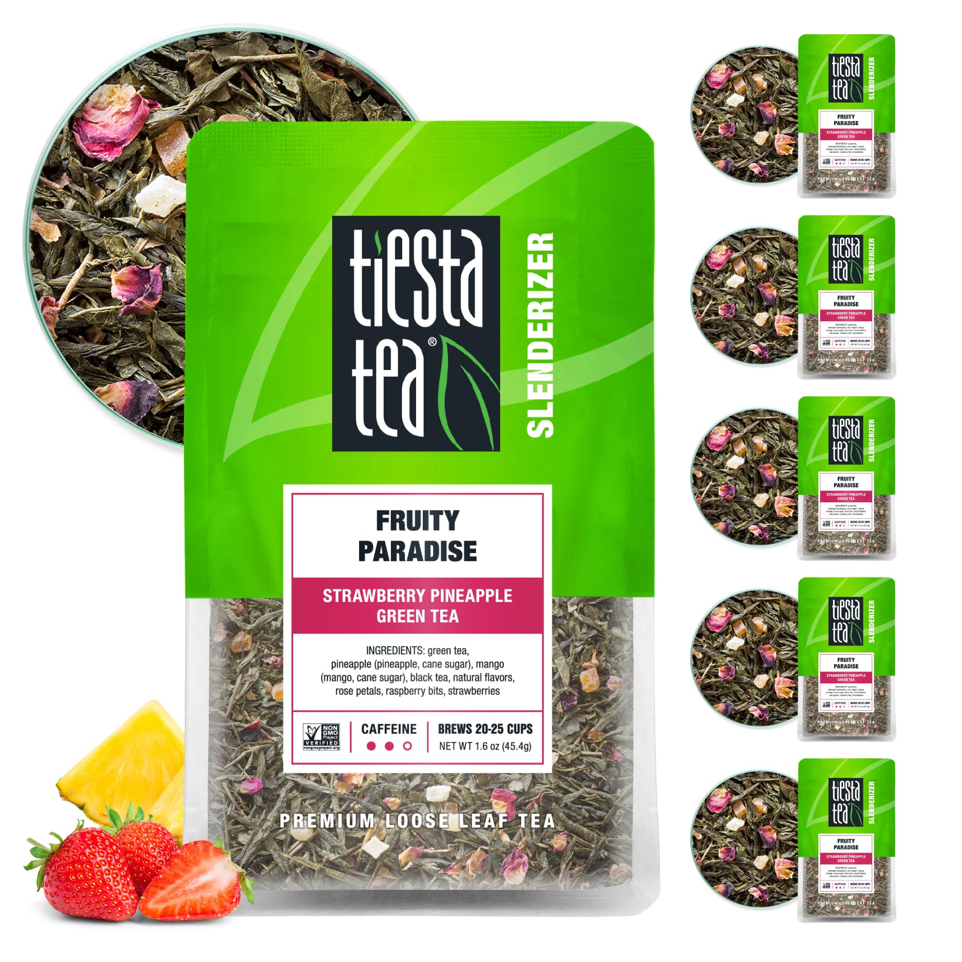 Tiesta Tea - Fruity Paradise | Loose Leaf | Strawberry Pineapple Green Tea | Premium Blend | Medium Caffeinated Green Blend | Ma