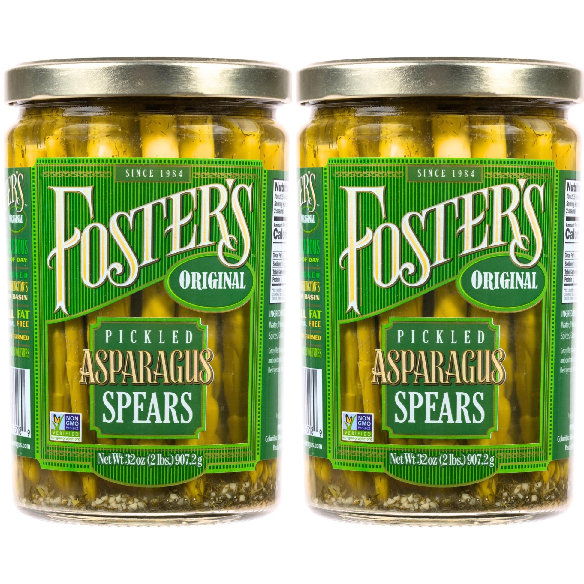 Fosters Pickled Asparagus Spears in a Jar  Original  32oz  2 Pack  Traditional Pickled Vegetables Recipe for over 40 years  Low Calorie Snack  Gluten Free  Fat and Preservative Free Pickles