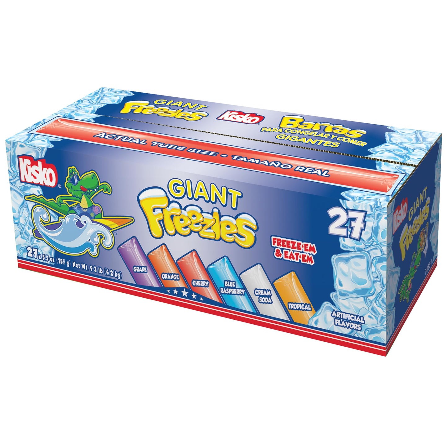 Kisko Freezies Ice Pops, Bulk Variety Giant Freezies, 27 Pieces